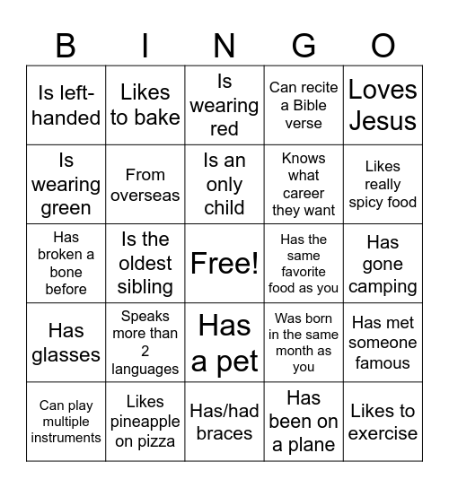 Icebreaker Bingo: Find Someone Who Bible Bingo Card