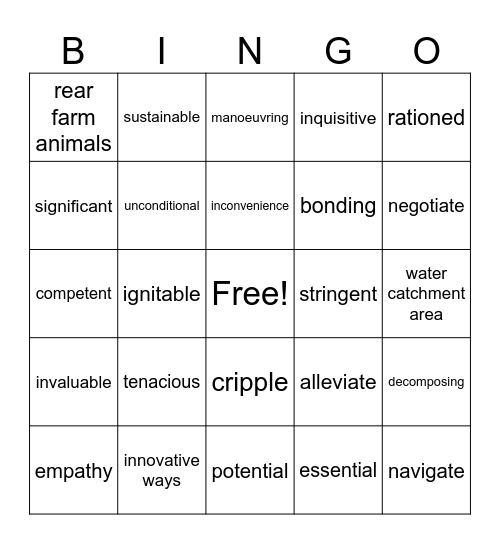 Dogs with Jobs / Making Every Drop Count Bingo Card