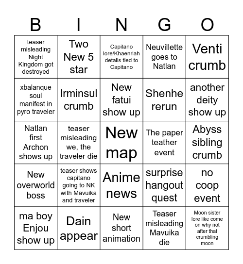 5.2 Livestream Bingo card Bingo Card