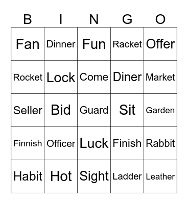 Pronunciation Bingo Card