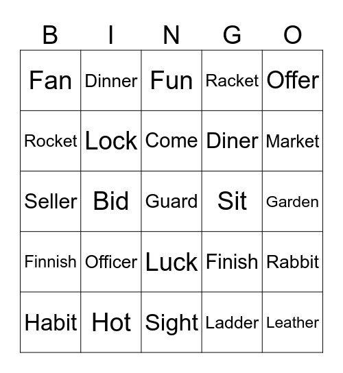 Pronunciation Bingo Card