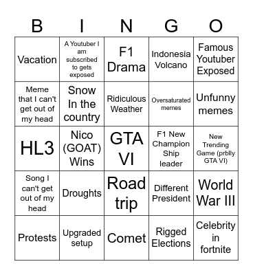 2025 bingo Card