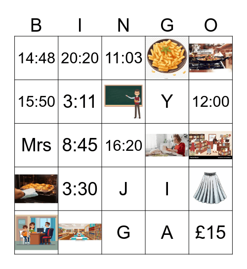 Times - letters - vocab Bingo Card