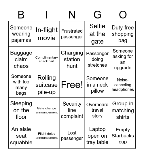 Airport Bingo Card