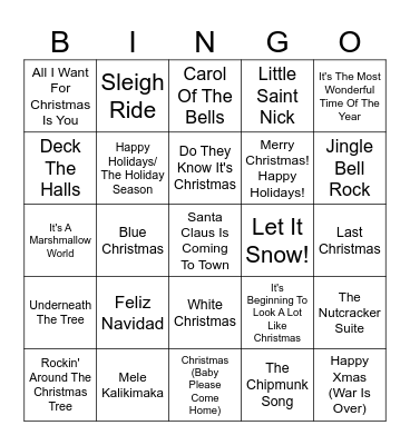 Christmas Bingo! Bingo Card