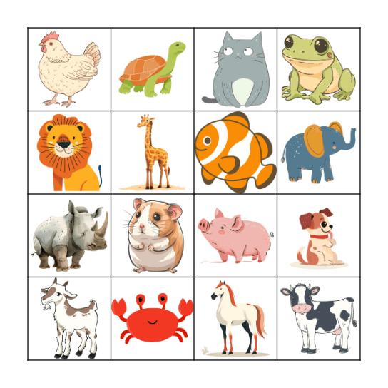 Animal bingo Card