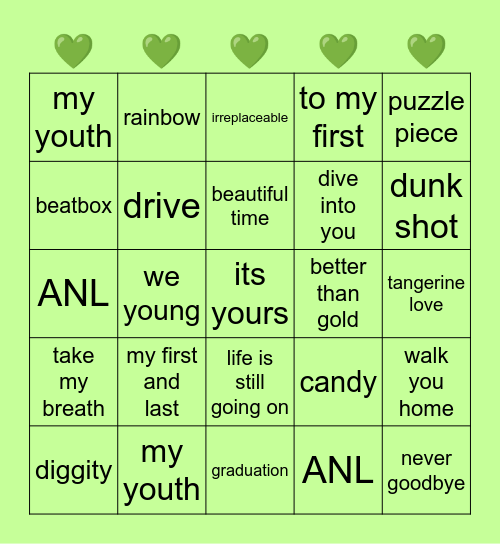 💚 7DREAM LONDON 💚 Bingo Card