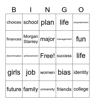 JA in a Day BINGO Card