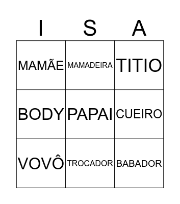 Bingo Chá da Isabella Bingo Card