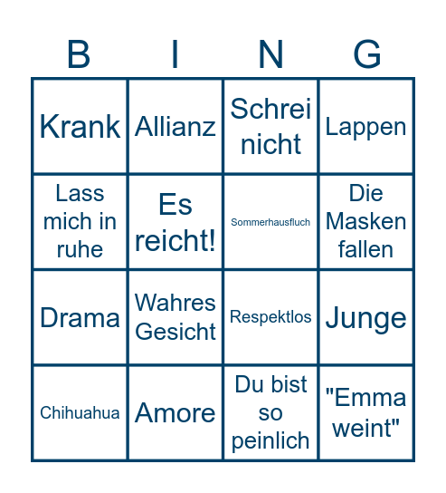 TRASH TV BINGO Card