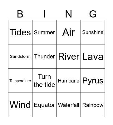 Pyrus Bingo Card