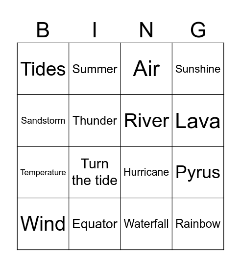 Pyrus Bingo Card