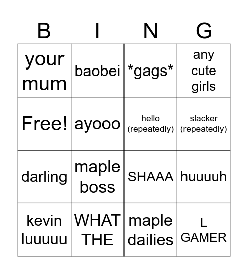 xiao gigi Bingo Card