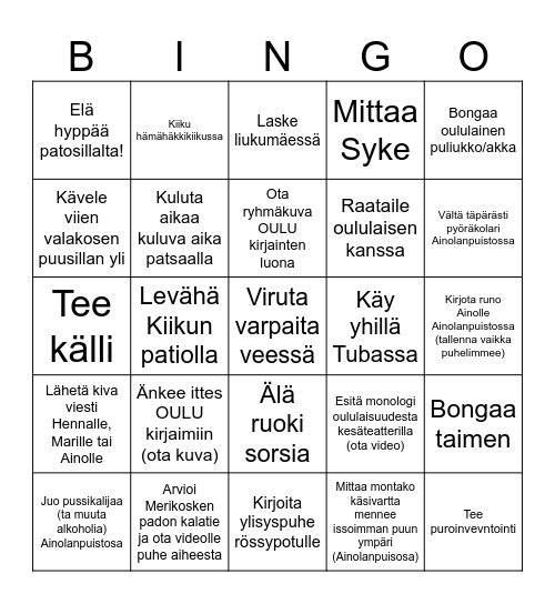 SYNTTÄRIBINGO Card