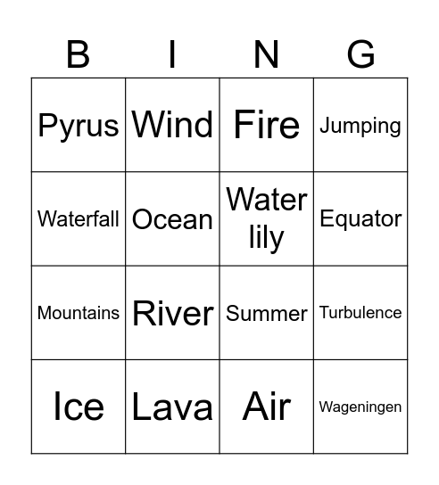 Pyrus Bingo Card