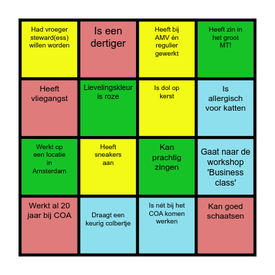 Boarding Card Bingo Card