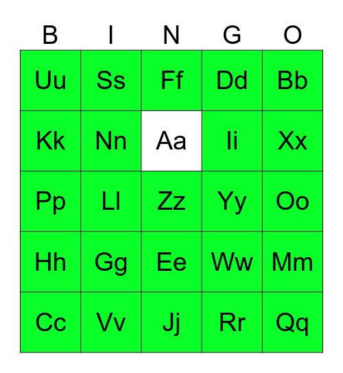 Alphabet Bingo (all letters) Bingo Card