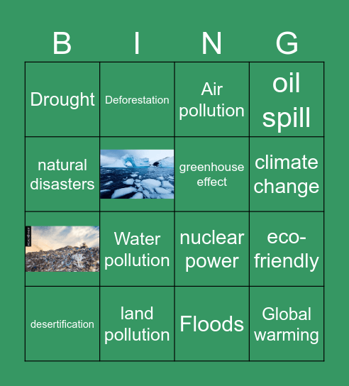 The environment Bingo Card