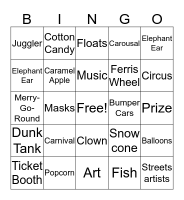 Carnival Bingo Card