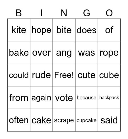 OG Bingo Card