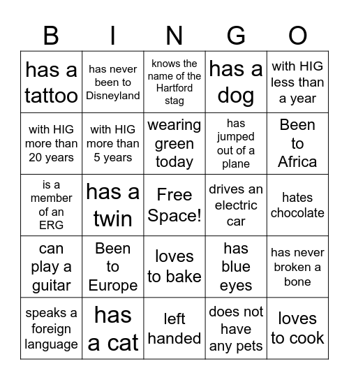 Holiday Bingo Card