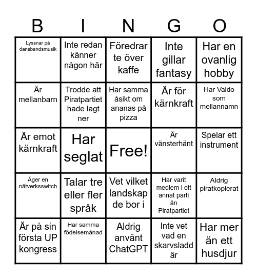 Hitta någon som... Bingo Card