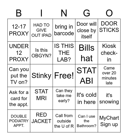 WEBSTER BINGO Card