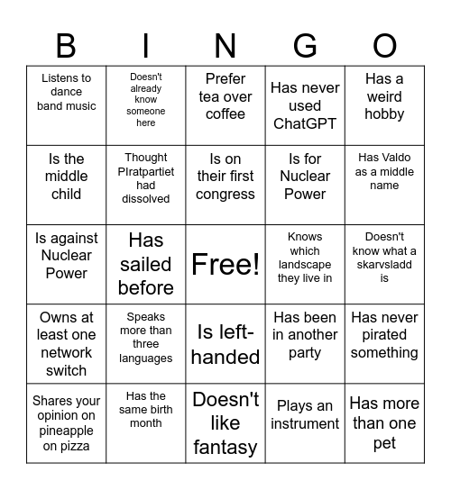 Find someone who... Bingo Card