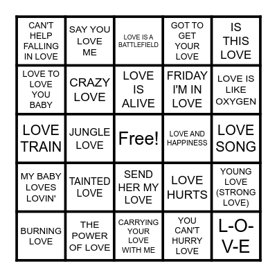 LOVE Bingo Card