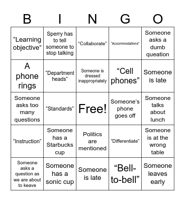 PD Bingo Card