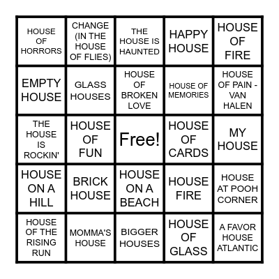 HOUSE Bingo Card