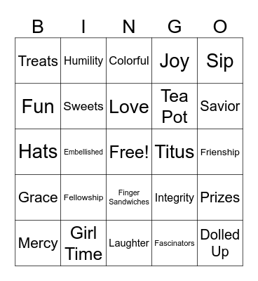 Mt Zion Women's Tea Bingo Card