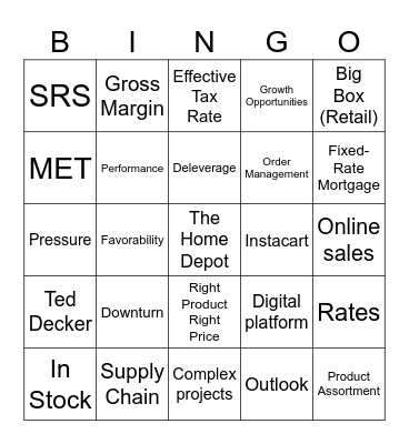 Q3 Earnings Call Bingo Card