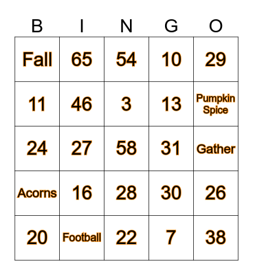Thanksgiving Bingo Card