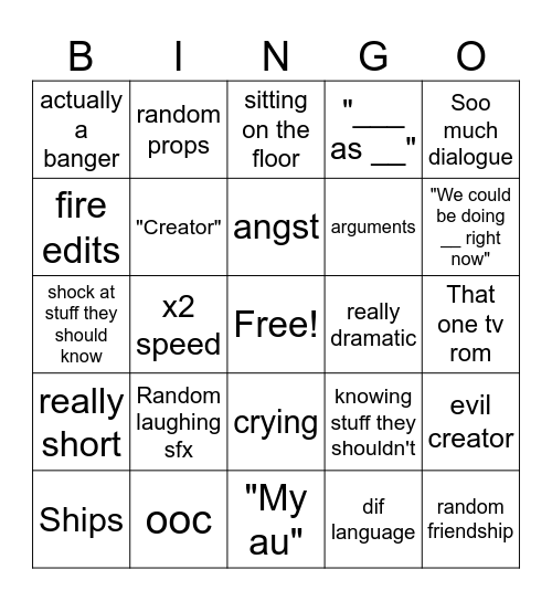 Gacha reaction vid Bingo Card