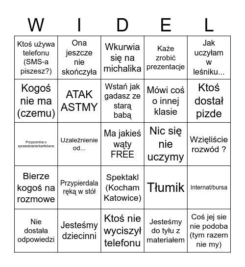 BWingo Bingo Card