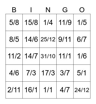 Date Abbreviations Holidays Bingo Card