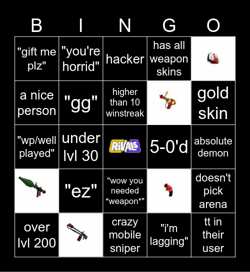 RIVALS Bingo Card