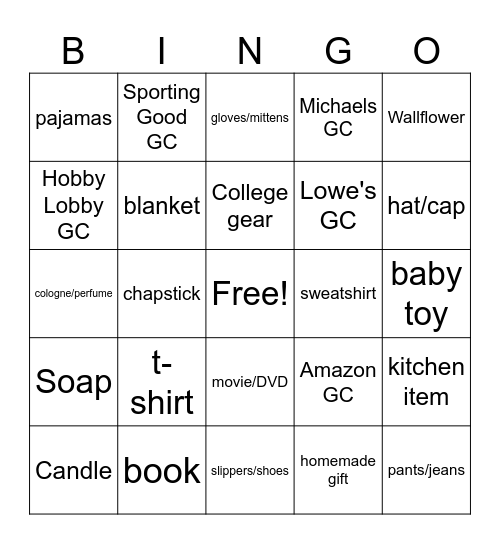 Pullin Family Christmas Bingo 2024 Bingo Card