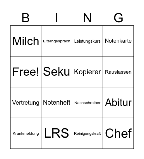 LehrerzimmerBingo Card