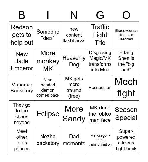 LMK S6 Bingo Card