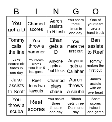 UMIR 2024 Bingo Card