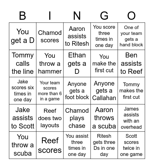 UMIR 2024 Bingo Card