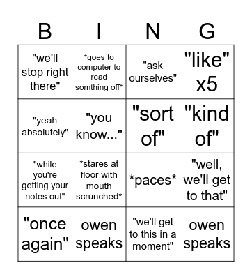 government bingo Card