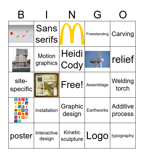 Graphic Art and Sculpture Bingo Card