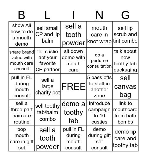 BLINGO!! Bingo Card