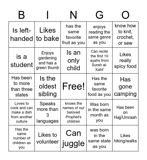 Icebreaker Bingo: Find Someone Who Bingo Card