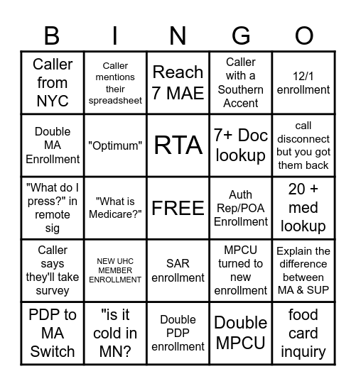 DTC MONDAY BINGO! Bingo Card