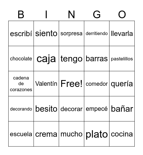 El Día de San Valentín Bingo Card