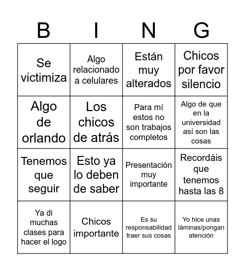 Bingo Charlie Bingo Card